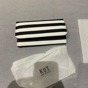 Black and white stripped wallet - never used